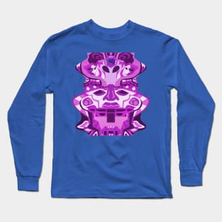 deep alien olmec totem head in purple mandala ecopop Long Sleeve T-Shirt